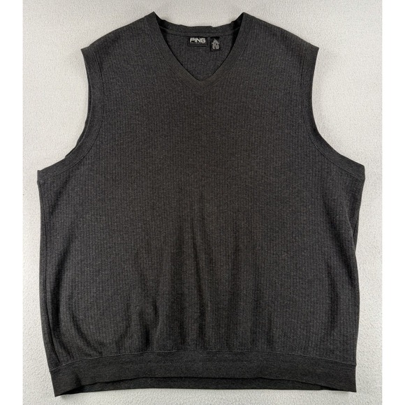 Ping Other - Ping Mens Sleeveless V Neck Golf Sweater Classic Gray Cotton LARGE